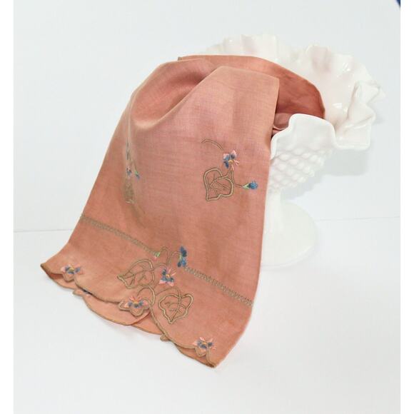 Vintage Linen Tea Towel Set 3 Cotton Floral Hand Embroidery 60's Cottagecore - Picture 12 of 12